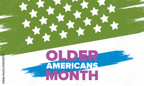Older Americans Month. Celebrated in May in the United States. National Month of observance for Older Americans. Poster, card, banner and background. Vector illustration