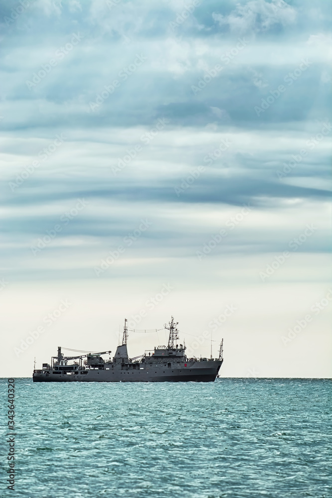 Military Ship in the Sea