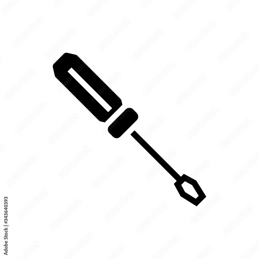 Screwdriver icon, repair symbol in black flat shape design on white background Screwdriver icon, repair symbol in black flat shape design on white background