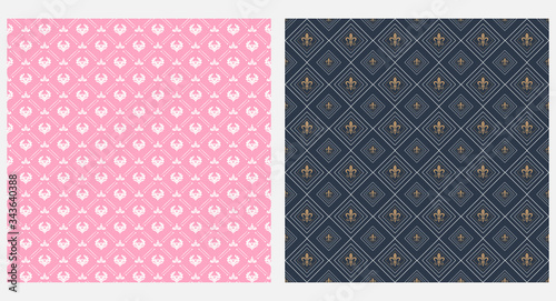 Background patterns for wallpaper design. Retro style. Dark blue and purple colors. Vector seamless pattern.