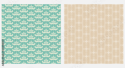 Backgrounds, wallpapers. Retro style. Samples of textiles, fabrics, interior design. Seamless vector