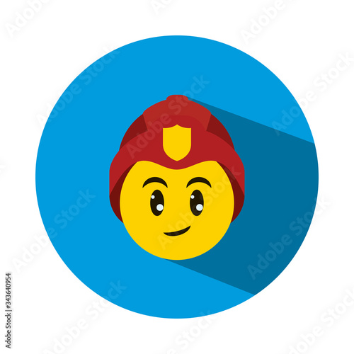 Emoji coronavirus concept, emoji with safety helmet icon, block style