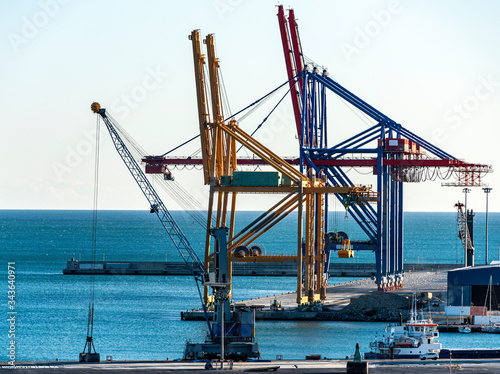 Container Cranes in a small port in Spain