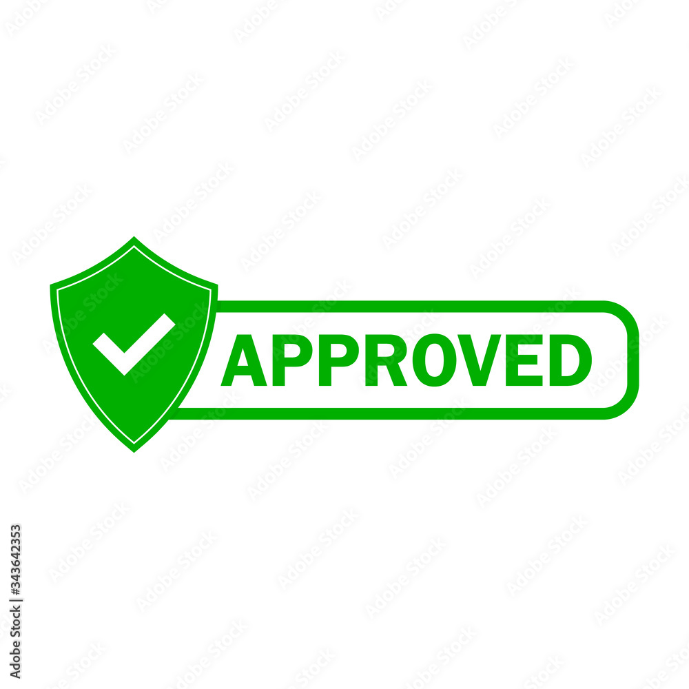 Approved stamp vector. Flat style design button, badge isolated on white background. Approved stamp vector. Flat style design button, badge isolated on white background.