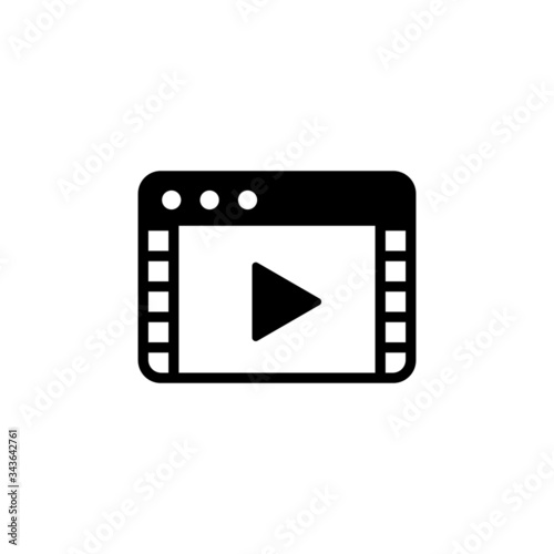 Video file vector icon in black flat shape design icon, isolated on white background