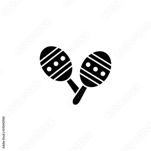 Maracas vector icon in black flat shape design, isolated on white background