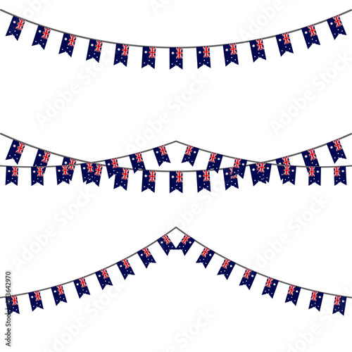 Australia bunting flags with Confetti And Ribbons on white background.vector illustration