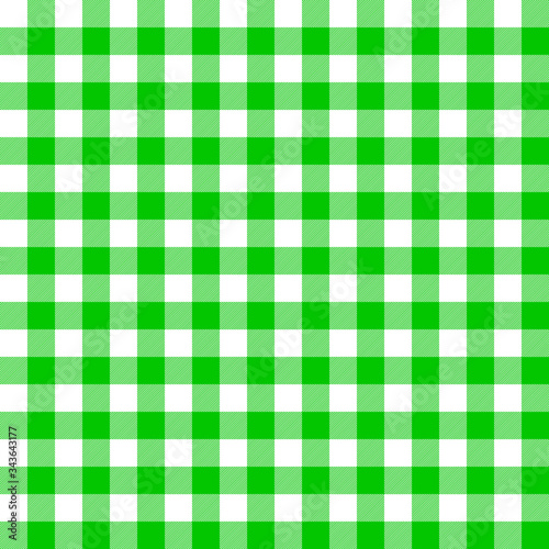 Green Gingham pattern. Texture from squares for - plaid, tablecloths, clothes, shirts, dresses, paper, bedding, blankets, quilts and other textile products. Vector illustration EPS 10.