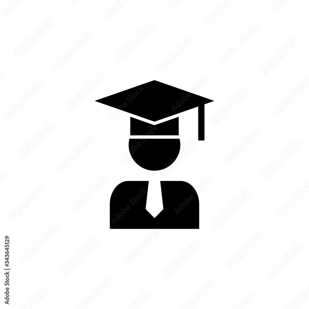 icon of graduate, people, character, avatar, person black flat shape design isolated on white background icon of graduate, people, character, avatar, person black flat shape design isolated on white background