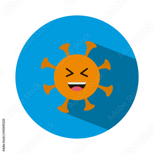 coronavirus emoji laughing, block style