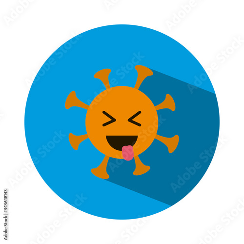 Emoji coronavirus concept, cornavirus emoji stuck out tongue, block style