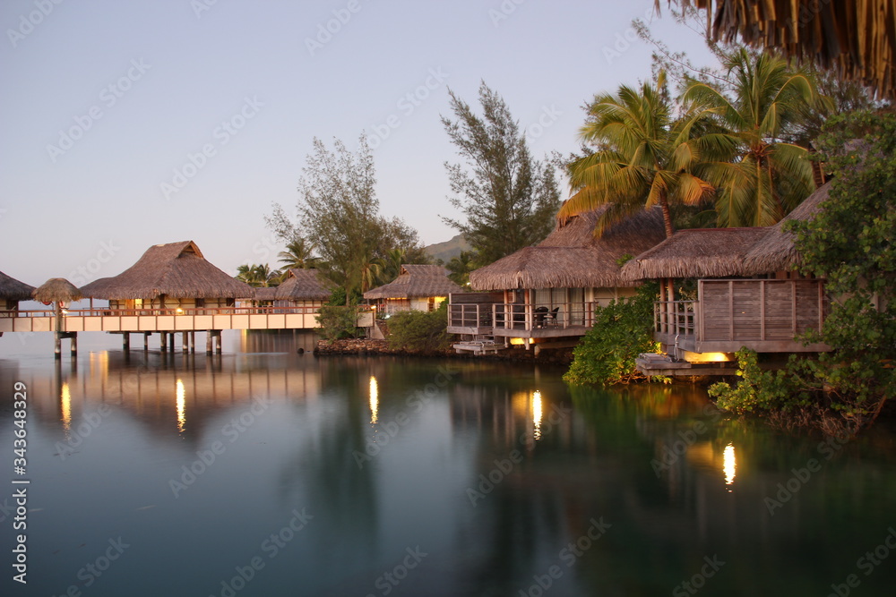 luxury resort with overwater bungalows