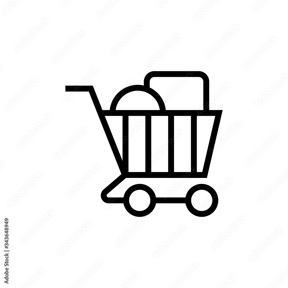 Shopping cart Icon in outline, lineart style on white background