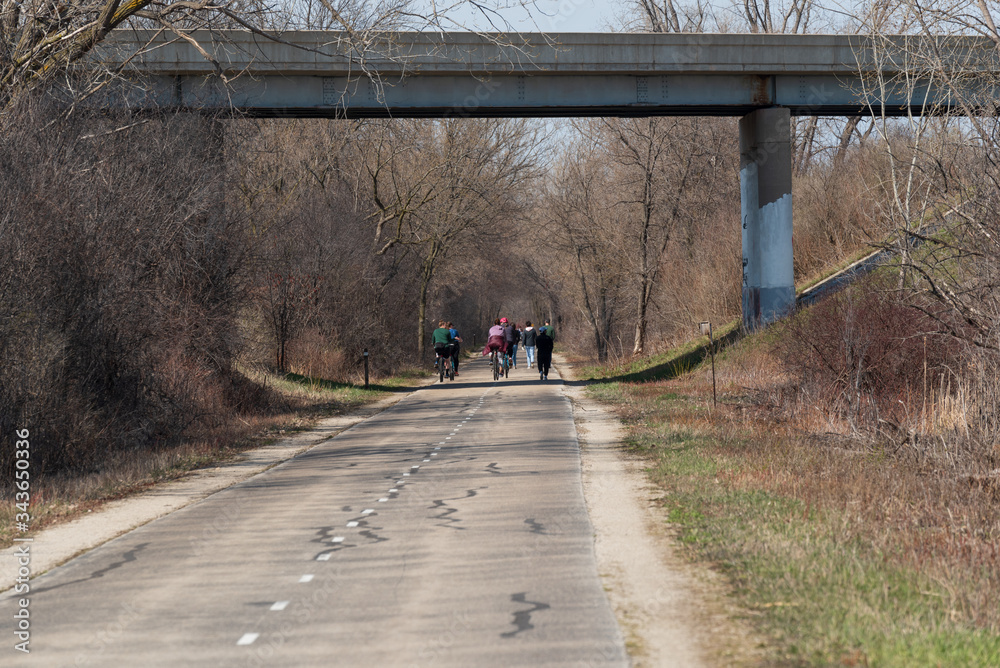 People exercising on trails during Coronavirus pandemic. People exercising on trails during Coronavirus pandemic.