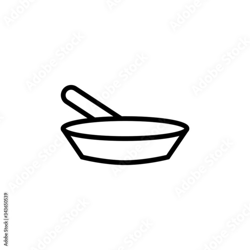 Frying pan, frying pan from icon symbol sign in outline, lineart style on white background