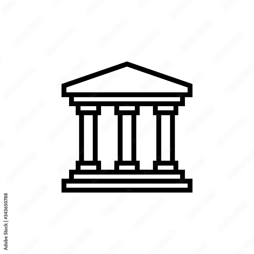 Museum building glyph icon, museum building icon symbol sign in outline, lineart style on white background