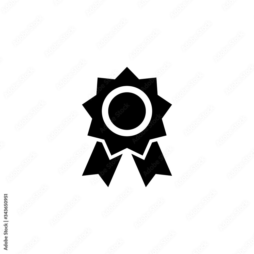 medal Icon vector in black flat shape design on white background medal Icon vector in black flat shape design on white background