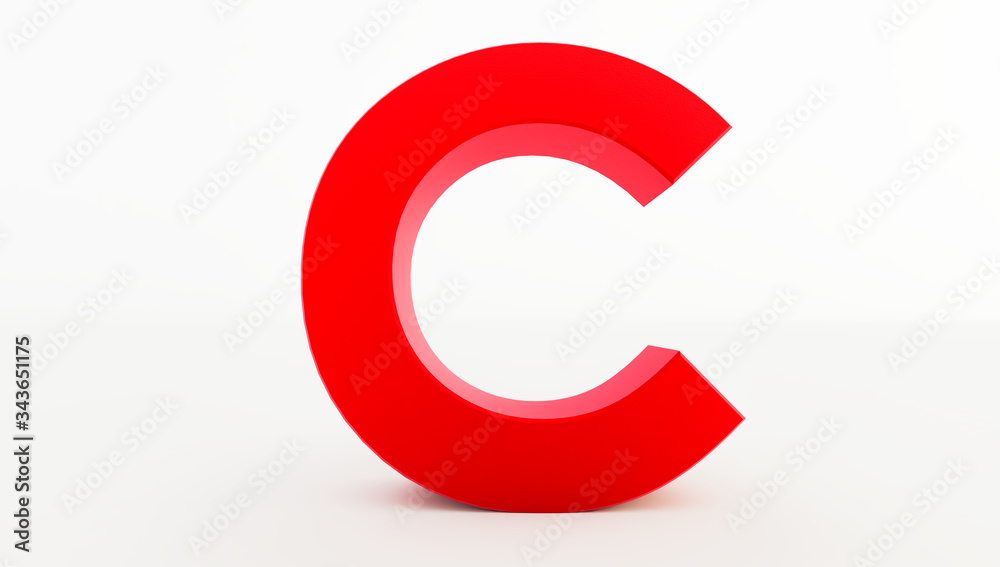 3D rendering of red Letter C. red letter collection c 3D rendering of red Letter C. red letter collection c