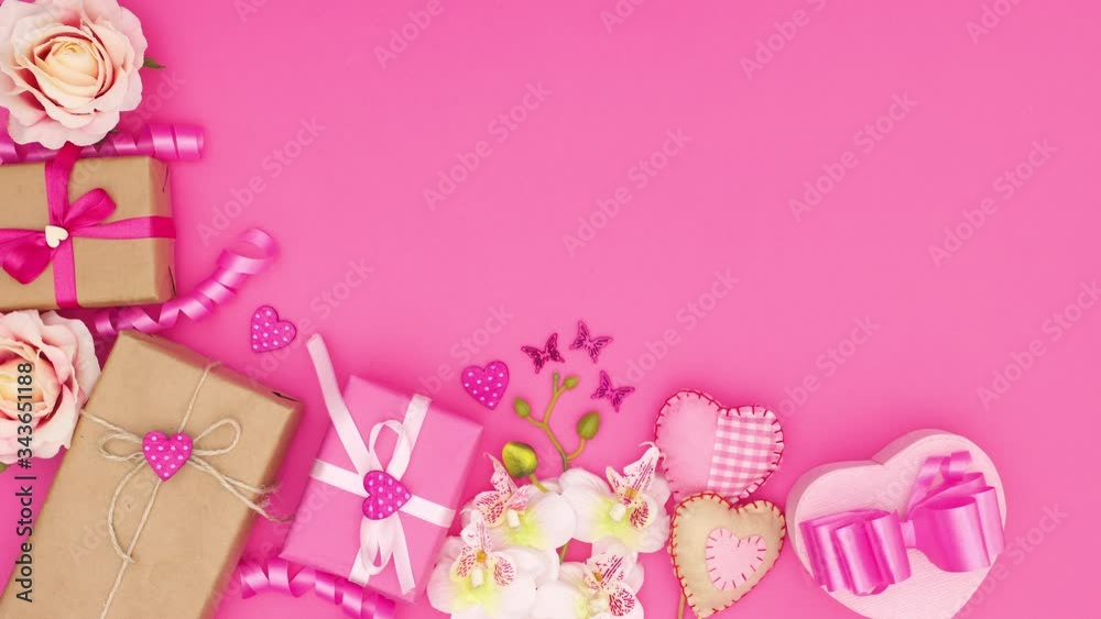 Blinking lights on romantic pink decoration for special day - Stop motion Blinking lights on romantic pink decoration for special day - Stop motion