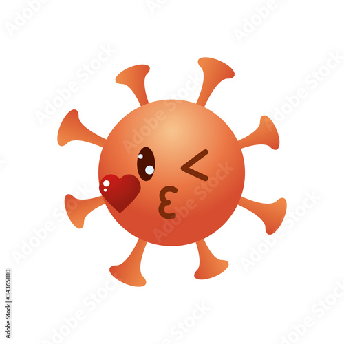 Emoji coronavirus concept, emoji coronavirus blowing a kiss, gradient style