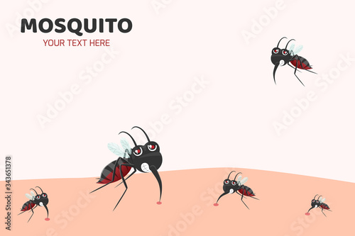 Mosquitoes, mosquitoes are carriers of dengue fever viruses and bacteria to human. health and medical vector illustration.