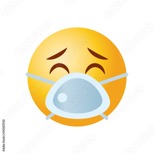 Emojis coronavirus concept, emoji wearing a mouth mask icon, gradient style
