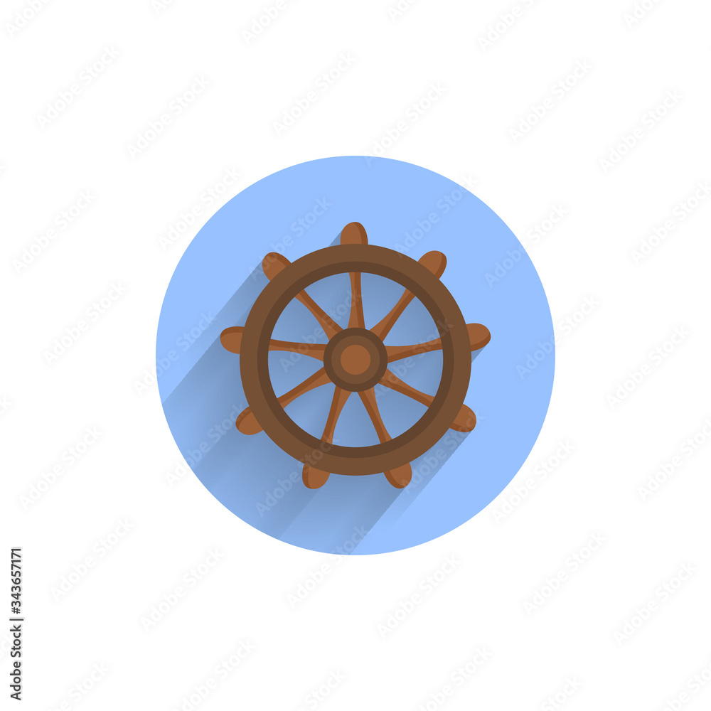 Handwheel colorful flat icon with shadow. sea flat icon