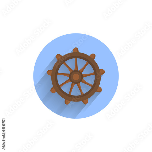 Handwheel colorful flat icon with shadow. sea flat icon