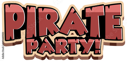 Font design for word pirate party on white background