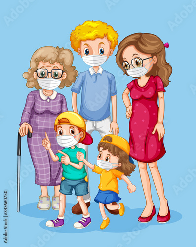 Group of family member characters