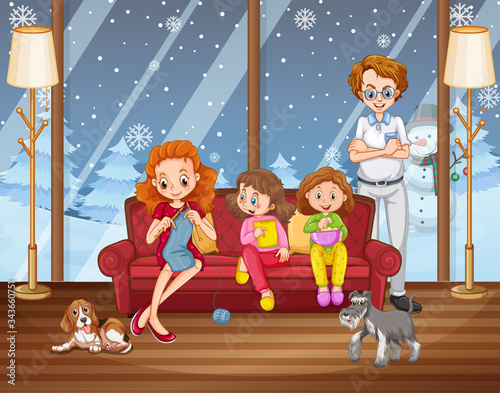 Scene with family having a good time at home