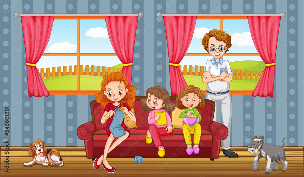 Scene with family having a good time at home Scene with family having a good time at home