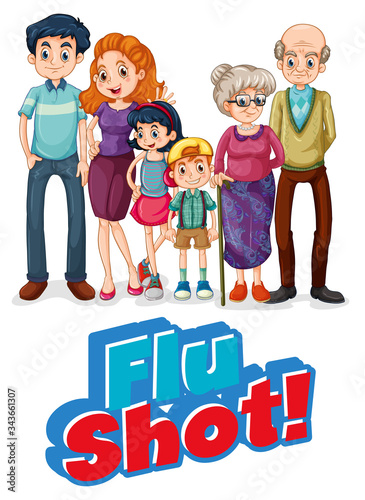 Flu shot sign with family member
