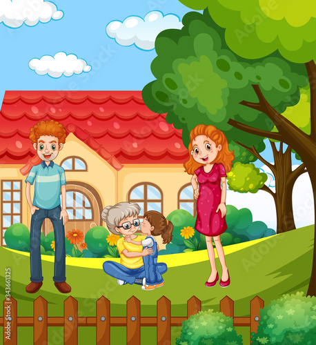Scene with people in family relaxing at home