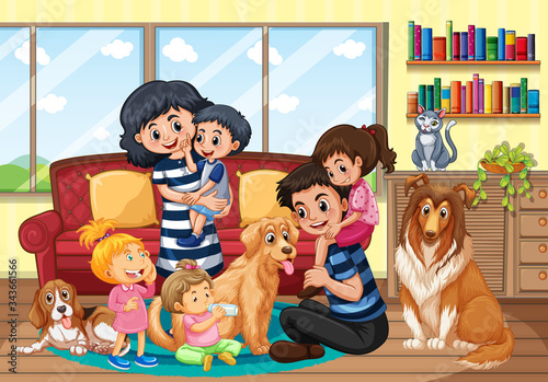 Happy family staying at home