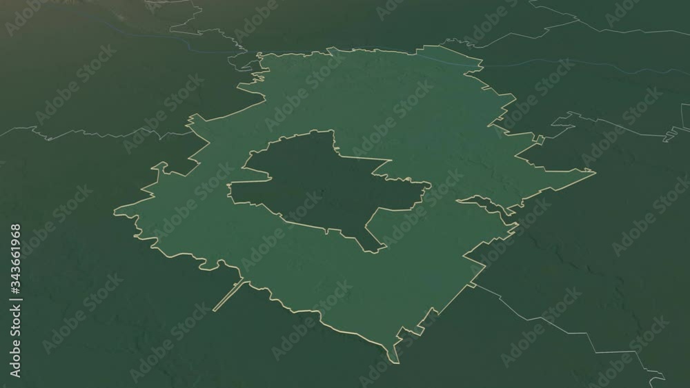 Ilfov, county with its capital, zoomed and extruded on the relief map of Romania in the conformal Stereographic projection. Animation 3D Ilfov, county with its capital, zoomed and extruded on the relief map of Romania in the conformal Stereographic projection. Animation 3D