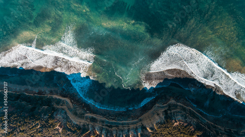 Obraz na płótnie Aerial Views of Coastline and waves and beaches along the Great Ocean Road, Australia w salonie