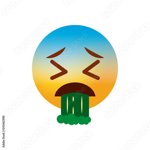 Emojis coronavirus concept, vomiting emoji icon, gradient style