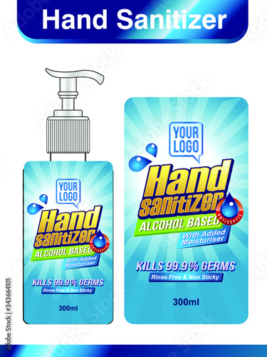 Hand sanitizer label design vector graphic template for packaging design.