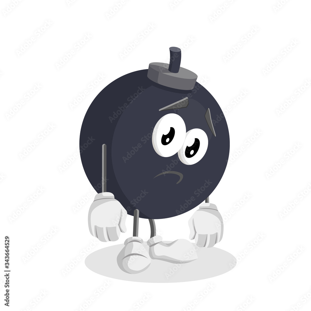 Obraz premium Bomb Logo mascot sad pose and background with flat design style for your mascot branding.