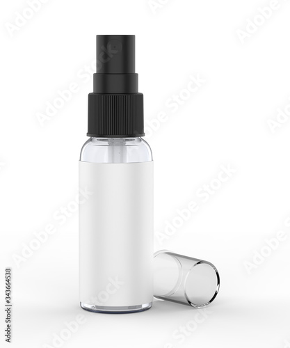 Blank plastic spray bottle for branding and mockup, 3d render illustration.
