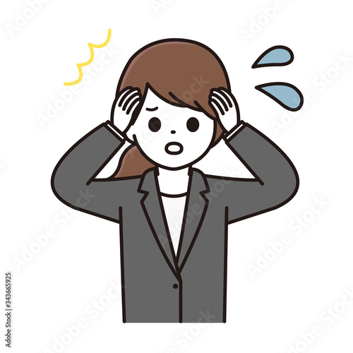 スーツ 女性 パニック イラスト