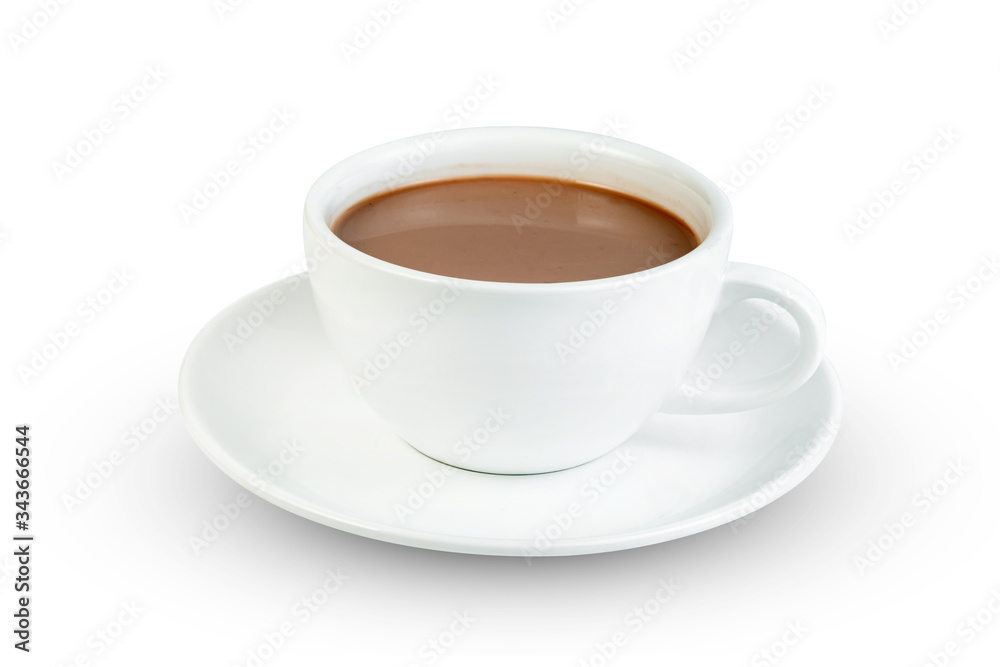 hot chocolate with coffee cup  isolated on white background ,include clipping path