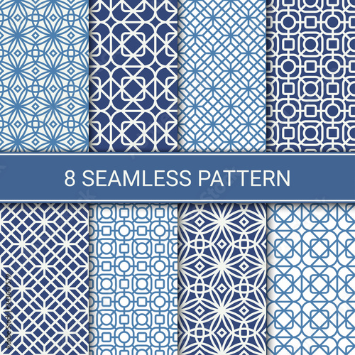 Set of abstract geometric seamless patterns, vector illustration