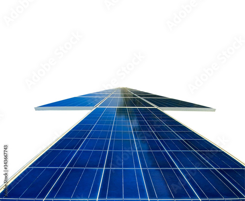 The solar farm solar panel   Alternative energy to conserve the world s energy  Photovoltaic module idea for clean energy production. Isolated  Clipping path