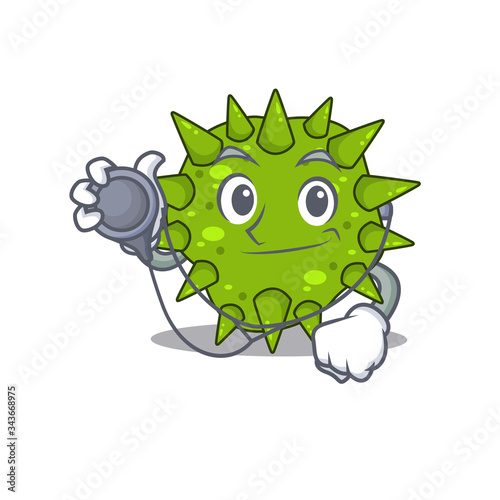 Vibrio cholerae in doctor cartoon character with tools