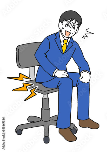 いぼ痔に悩む男性のイラスト