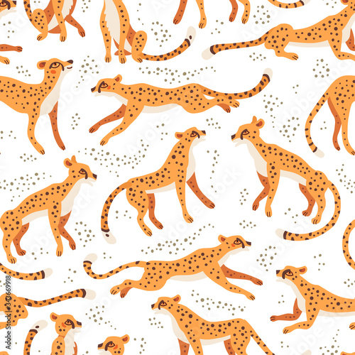Cheetah and leopards pattern. A vector seamless