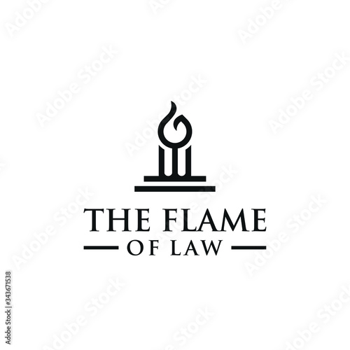 Pillar justice and flame logo design