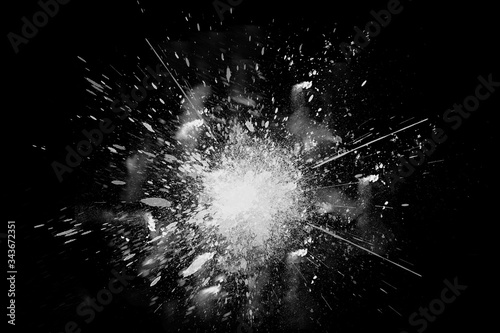 Canvastavla Freeze motion of white powder exploding shatter splatter